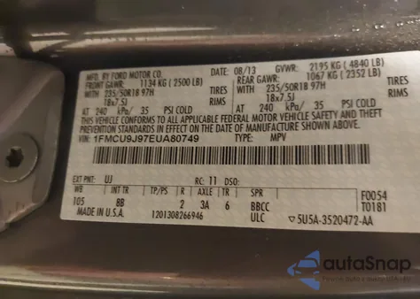 2014 Ford Escape Titanium from USA, damaged, VIN 1FMCU9J97EUA80749